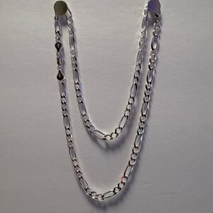 Sterling Silver 925 Italy Figaro Necklace 22"